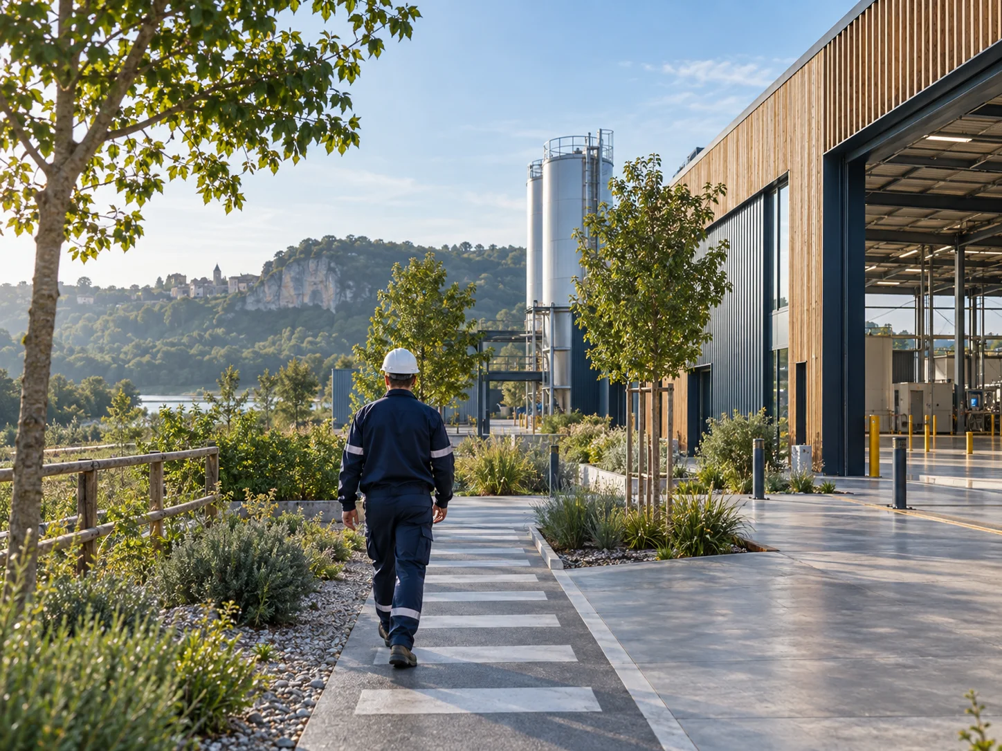 Illustration d’une visite sur un site industriel et ses espaces végétalisés